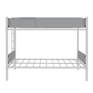 English Elm Iron Twin Over Bunk Bed Convertible Metal Frame with Linen Storage Pockets W1935P534754