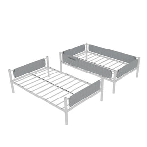 English Elm Iron Twin Over Bunk Bed Convertible Metal Frame with Linen Storage Pockets W1935P534754