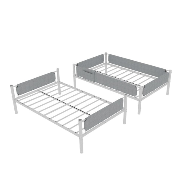English Elm Iron Twin Over Bunk Bed Convertible Metal Frame with Linen Storage Pockets W1935P534754