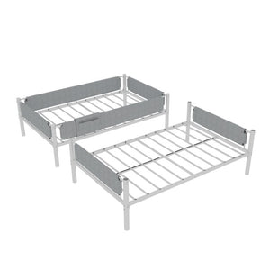 English Elm Iron Twin Over Bunk Bed Convertible Metal Frame with Linen Storage Pockets W1935P534754