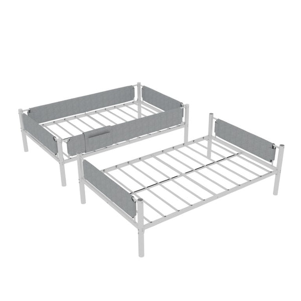 English Elm Iron Twin Over Bunk Bed Convertible Metal Frame with Linen Storage Pockets W1935P534754