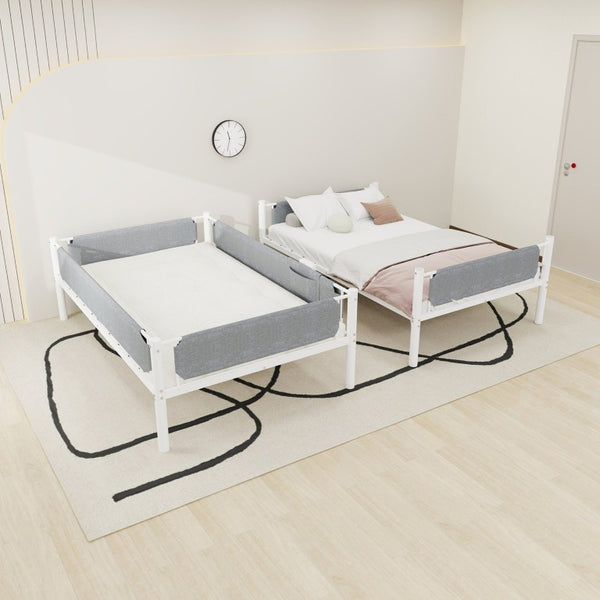 English Elm Iron Twin Over Bunk Bed Convertible Metal Frame with Linen Storage Pockets W1935P534754
