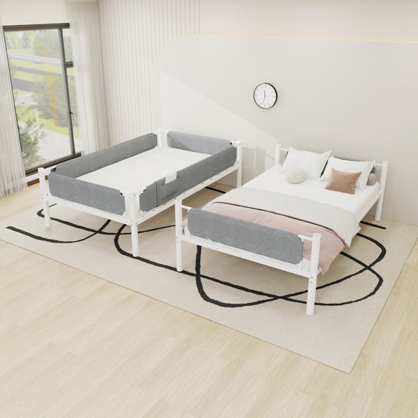 English Elm Iron Twin Over Bunk Bed Convertible Metal Frame with Linen Storage Pockets W1935P534754