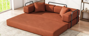English Elm Folding Corduroy Floor Sofa Converts to King Sleeper Modular 4in1 Futon Lounge Orange W1955P357591