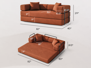 English Elm Folding Corduroy Floor Sofa Converts to King Sleeper Modular 4in1 Futon Lounge Orange W1955P357591