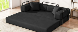English Elm Folding Corduroy Floor Sofa Converts to King Sleeper Modular 4in1 Futon Lounge Black W1955P357593