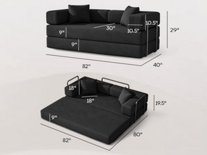 English Elm Folding Corduroy Floor Sofa Converts to King Sleeper Modular 4in1 Futon Lounge Black W1955P357593