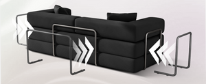 English Elm Folding Corduroy Floor Sofa Converts to King Sleeper Modular 4in1 Futon Lounge Black W1955P357593