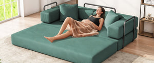 English Elm Folding Corduroy Floor Sofa Converts to King Sleeper Modular 4in1 Futon Lounge Green W1955P357596
