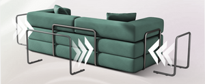 English Elm Folding Corduroy Floor Sofa Converts to King Sleeper Modular 4in1 Futon Lounge Green W1955P357596