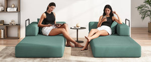 English Elm Folding Corduroy Floor Sofa Converts to King Sleeper Modular 4in1 Futon Lounge Green W1955P357596