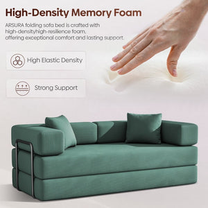 English Elm Folding Corduroy Floor Sofa Converts to King Sleeper Modular 4in1 Futon Lounge Green W1955P357596