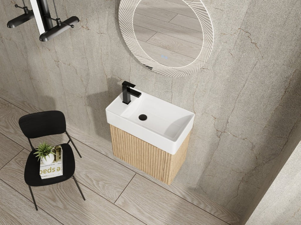 English Elm 40 Inch Freestanding Bathroom Vanity Cabinet with Two Soft Glide Drawers Modern Style Oak 22 inches W1972P552383
