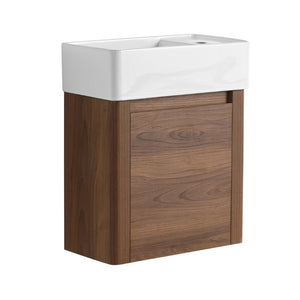 English Elm 18 Inch Floating Bathroom Vanity with Triple Glazed Ceramic Sink and Soft Close Cabinet Door Brown Ebony W1972P552389