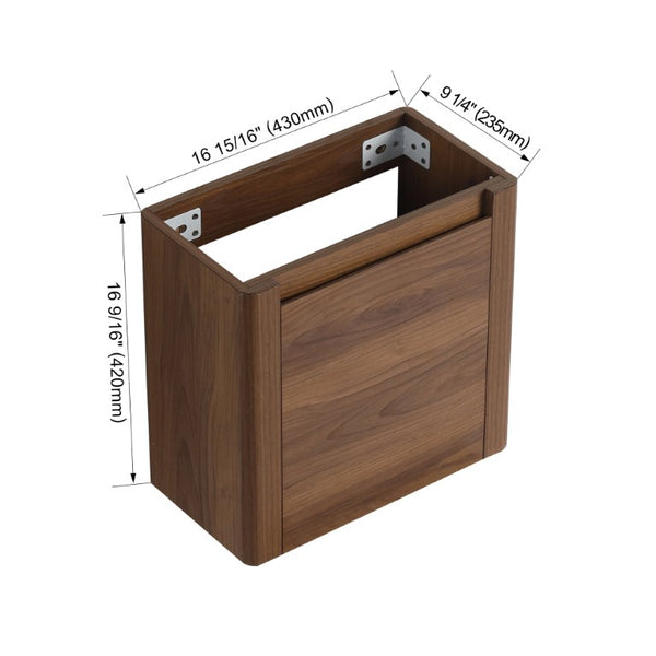 English Elm 18 Inch Floating Bathroom Vanity with Triple Glazed Ceramic Sink and Soft Close Cabinet Door Brown Ebony W1972P552389