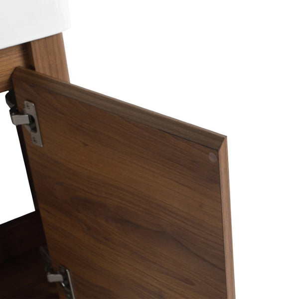 English Elm 18 Inch Floating Bathroom Vanity with Triple Glazed Ceramic Sink and Soft Close Cabinet Door Brown Ebony W1972P552389