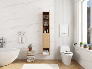 English Elm 24 Inch Oak Wall Mounted Cabinet Soft Close Doors Engineered Wood Bathroom Storage W1972S00027