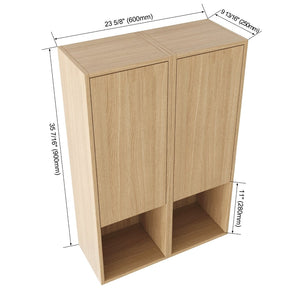English Elm 24 Inch Oak Wall Mounted Cabinet Soft Close Doors Engineered Wood Bathroom Storage W1972S00027