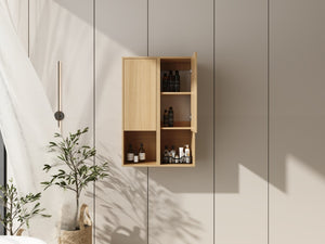 English Elm 24 Inch Oak Wall Mounted Cabinet Soft Close Doors Engineered Wood Bathroom Storage W1972S00027