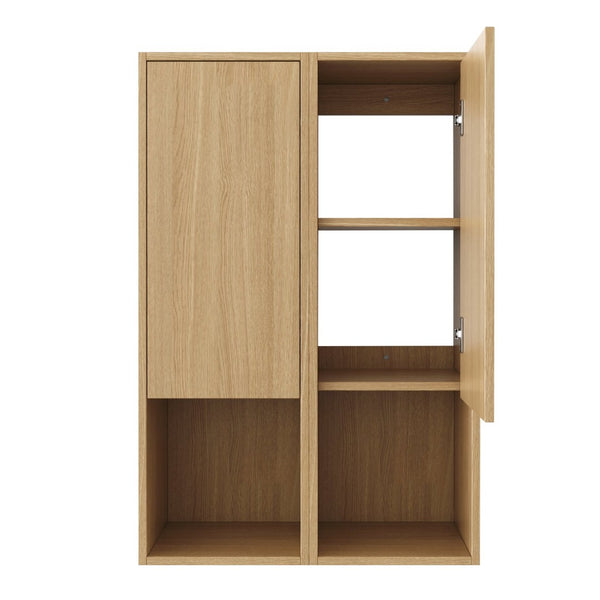 English Elm 24 Inch Oak Wall Mounted Cabinet Soft Close Doors Engineered Wood Bathroom Storage W1972S00027