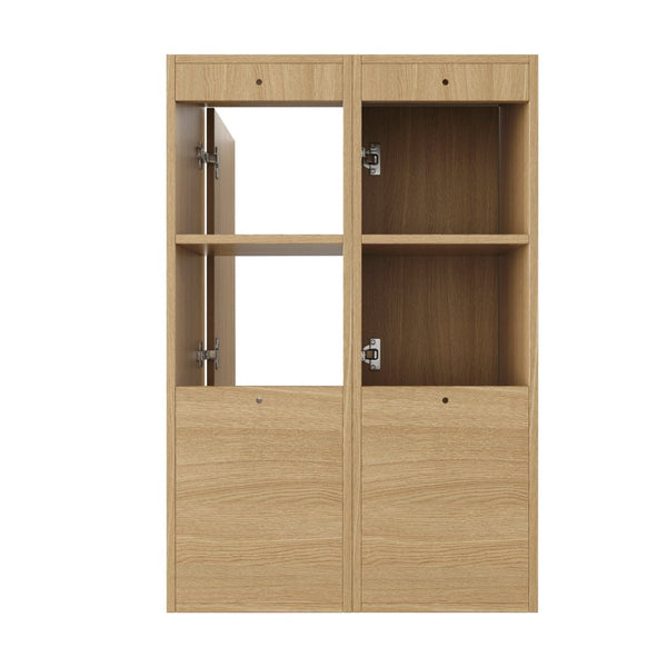 English Elm 24 Inch Oak Wall Mounted Cabinet Soft Close Doors Engineered Wood Bathroom Storage W1972S00027