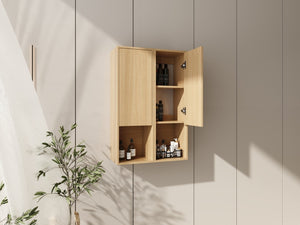 English Elm 24 Inch Oak Wall Mounted Cabinet Soft Close Doors Engineered Wood Bathroom Storage W1972S00027
