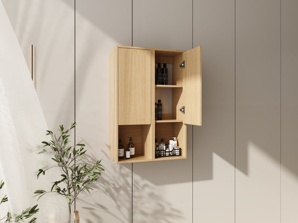 English Elm 24 Inch Oak Wall Mounted Cabinet Soft Close Doors Engineered Wood Bathroom Storage W1972S00027