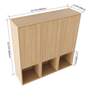 English Elm 36 Inch Wall Mounted Bathroom Cabinet Engineered Wood Soft Close Three Door Storage Oak Side Cabinet W1972S00028