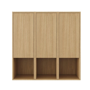 English Elm 36 Inch Wall Mounted Bathroom Cabinet Engineered Wood Soft Close Three Door Storage Oak Side Cabinet W1972S00028