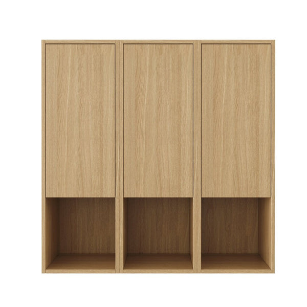 English Elm 36 Inch Wall Mounted Bathroom Cabinet Engineered Wood Soft Close Three Door Storage Oak Side Cabinet W1972S00028