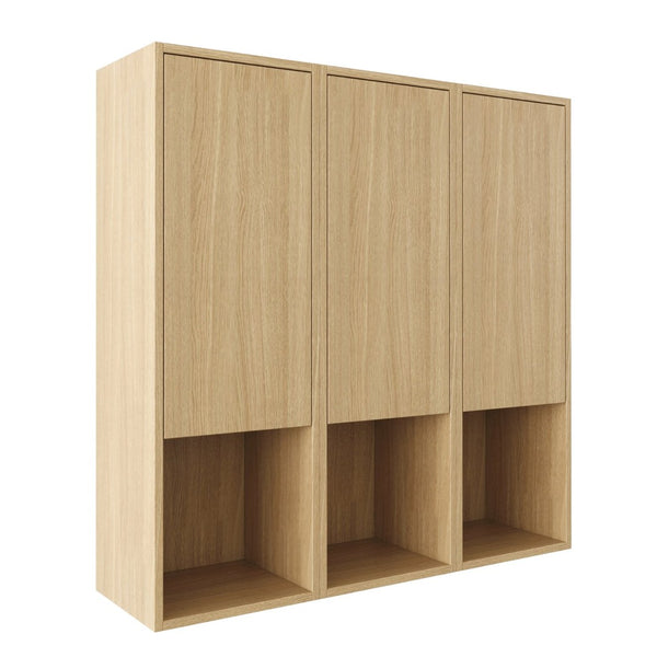 English Elm 36 Inch Wall Mounted Bathroom Cabinet Engineered Wood Soft Close Three Door Storage Oak Side Cabinet W1972S00028