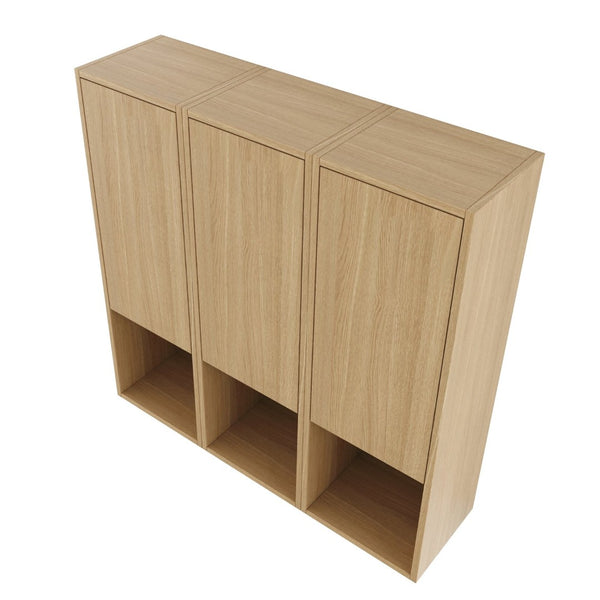 English Elm 36 Inch Wall Mounted Bathroom Cabinet Engineered Wood Soft Close Three Door Storage Oak Side Cabinet W1972S00028