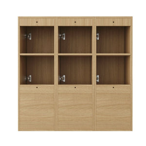 English Elm 36 Inch Wall Mounted Bathroom Cabinet Engineered Wood Soft Close Three Door Storage Oak Side Cabinet W1972S00028