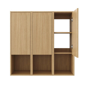English Elm 36 Inch Wall Mounted Bathroom Cabinet Engineered Wood Soft Close Three Door Storage Oak Side Cabinet W1972S00028