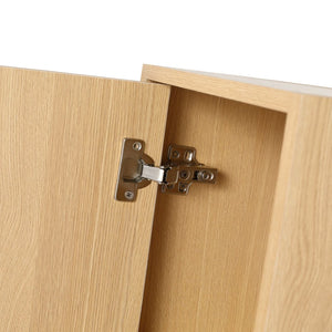 English Elm 36 Inch Wall Mounted Bathroom Cabinet Engineered Wood Soft Close Three Door Storage Oak Side Cabinet W1972S00028
