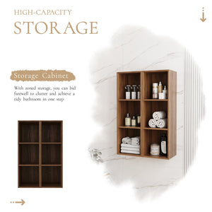 English Elm 24 Inch Wall Mounted Three Tier Open Shelving Unit Brown Ebony Finish Small Spaces W1972S00029