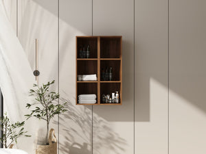 English Elm 24 Inch Wall Mounted Three Tier Open Shelving Unit Brown Ebony Finish Small Spaces W1972S00029