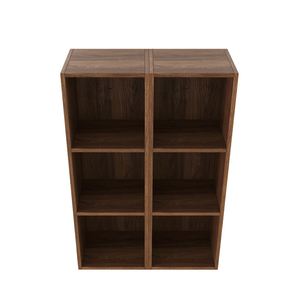 English Elm 24 Inch Wall Mounted Three Tier Open Shelving Unit Brown Ebony Finish Small Spaces W1972S00029