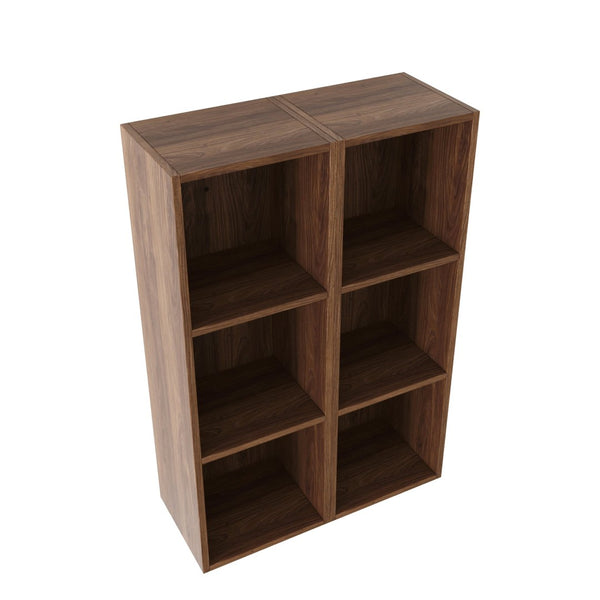 English Elm 24 Inch Wall Mounted Three Tier Open Shelving Unit Brown Ebony Finish Small Spaces W1972S00029