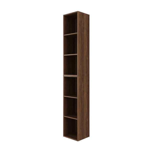 English Elm 24 Inch Wall Mounted Three Tier Open Shelving Unit Brown Ebony Finish Small Spaces W1972S00029