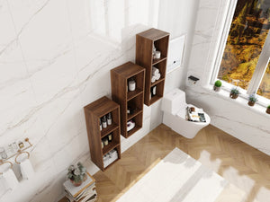 English Elm 36 Inch Wall Mounted Bathroom Cabinet Engineered Wood Soft Close Three Door Storage Brown Ebony Storage Shelves Combination W1972S00030