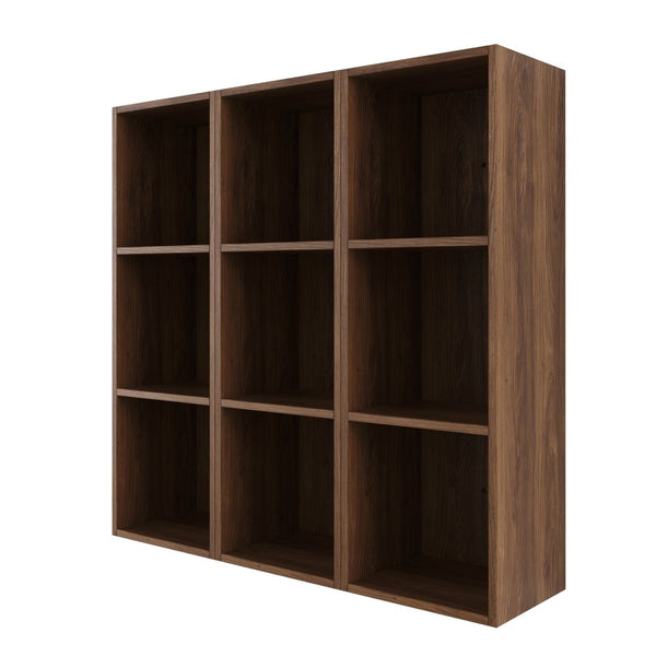 English Elm 36 Inch Wall Mounted Bathroom Cabinet Engineered Wood Soft Close Three Door Storage Brown Ebony Storage Shelves Combination W1972S00030