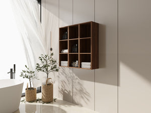English Elm 36 Inch Wall Mounted Bathroom Cabinet Engineered Wood Soft Close Three Door Storage Brown Ebony Storage Shelves Combination W1972S00030