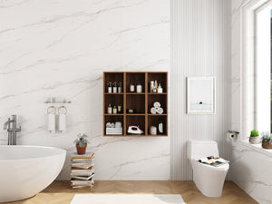 English Elm 36 Inch Wall Mounted Bathroom Cabinet Engineered Wood Soft Close Three Door Storage Brown Ebony Storage Shelves Combination W1972S00030