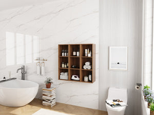 English Elm 36 Inch Wall Mounted Bathroom Cabinet Engineered Wood Soft Close Three Door Storage Brown Ebony Storage Shelves Combination W1972S00030