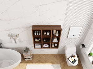 English Elm 36 Inch Wall Mounted Bathroom Cabinet Engineered Wood Soft Close Three Door Storage Brown Ebony Storage Shelves Combination W1972S00030