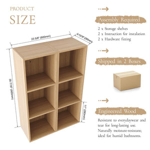 English Elm 24 Inch Oak Finish Wall Mounted Three Tier Open Shelf Unit for Bathroom or Study W1972S00031