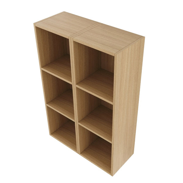 English Elm 24 Inch Oak Finish Wall Mounted Three Tier Open Shelf Unit for Bathroom or Study W1972S00031