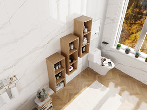 English Elm 36 Inch Wall Mounted Bathroom Cabinet Engineered Wood Soft Close Three Door Storage Oak Storage Shelves Combination W1972S00032