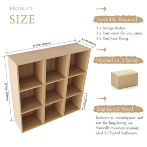 English Elm 36 Inch Wall Mounted Bathroom Cabinet Engineered Wood Soft Close Three Door Storage Oak Storage Shelves Combination W1972S00032